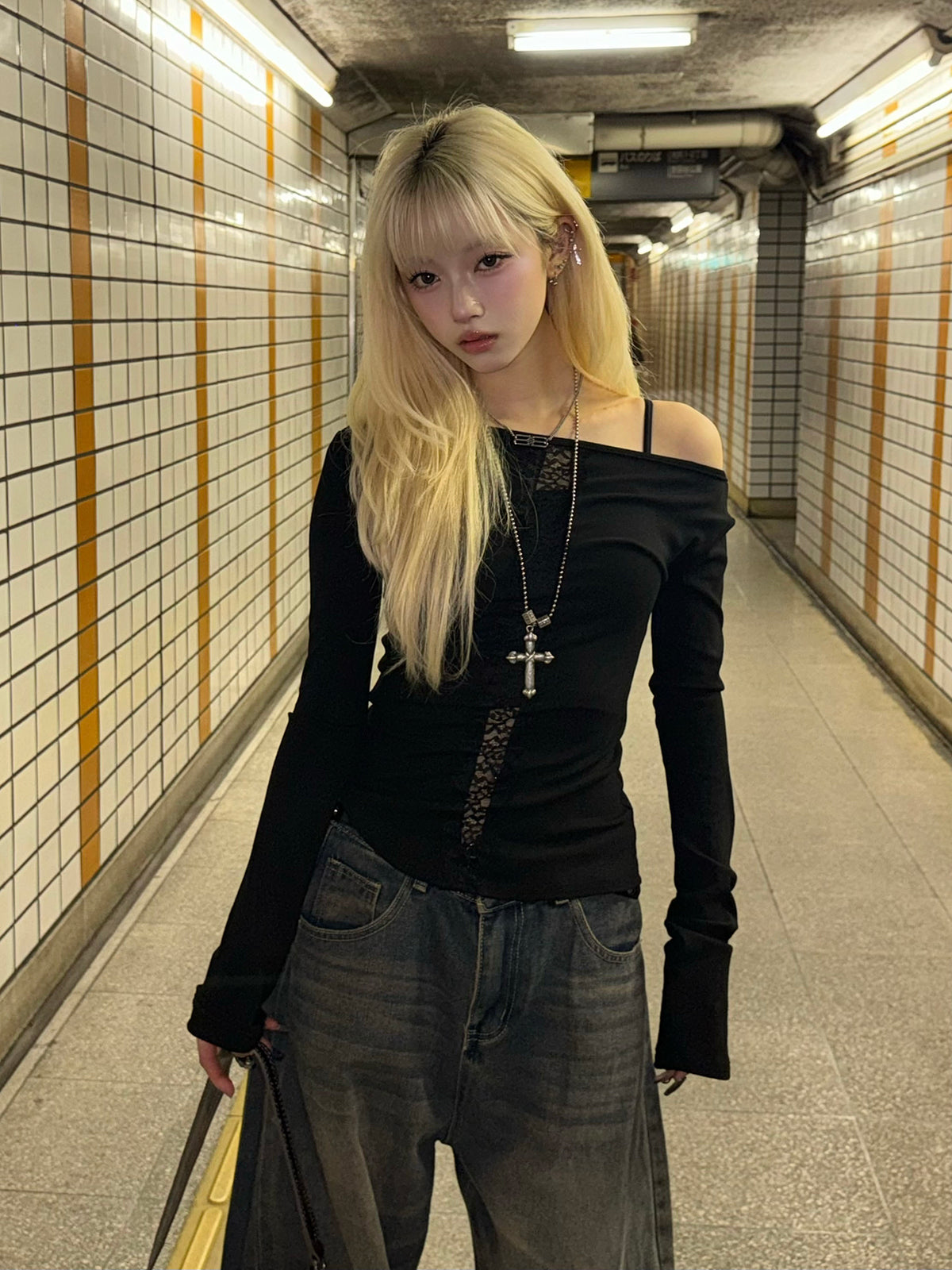 レースラインカットソー