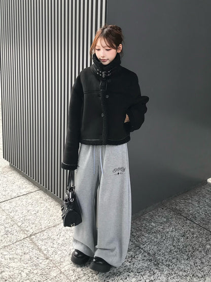 ムートンタッチバックルコート