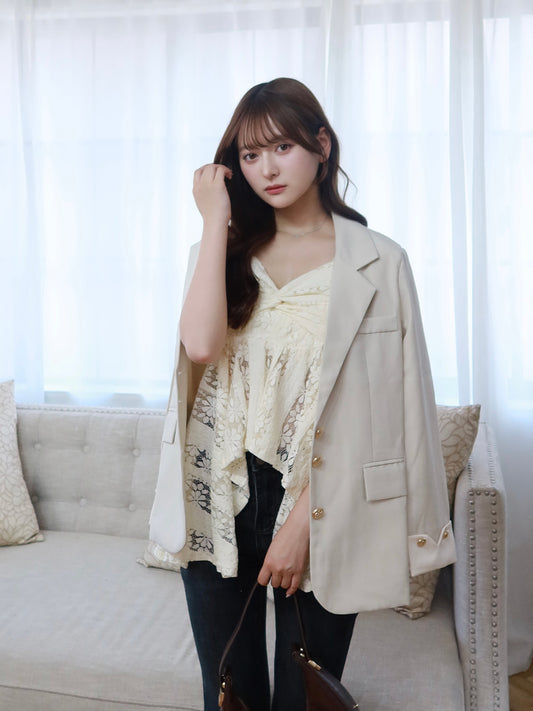 ゴールドボタンカフススリーブジャケット