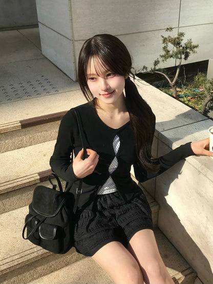 カットアウトレイヤードドットカットソー