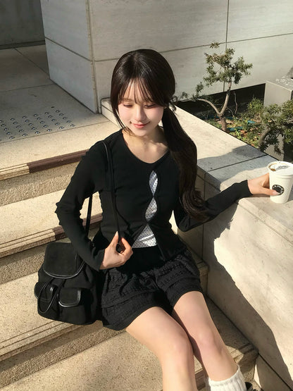 カットアウトレイヤードドットカットソー