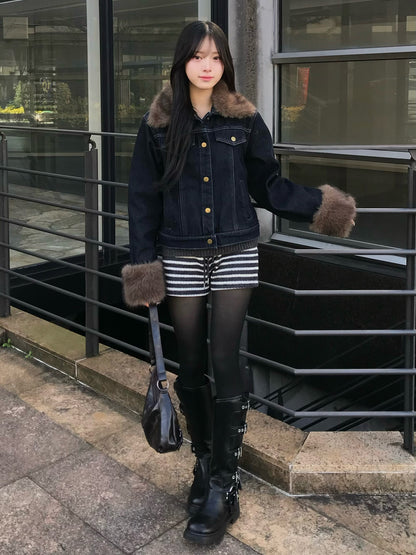 2WAYファータッチデニムジャケット