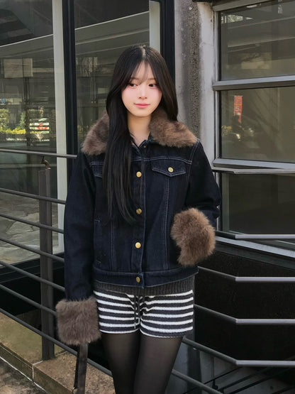 2WAYファータッチデニムジャケット