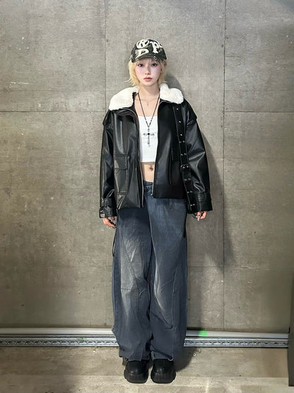 クロスウエストワイドカーブデニムパンツ