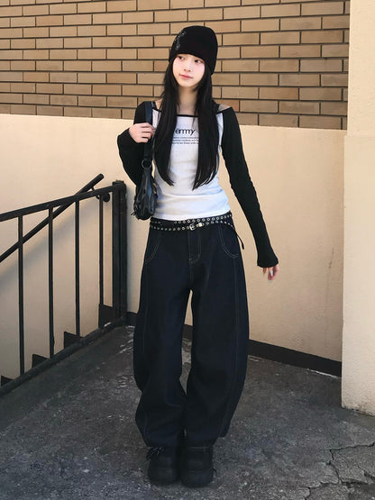 カーブバルーンワイドデニムパンツ