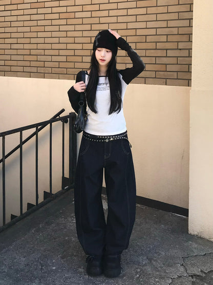 カーブバルーンワイドデニムパンツ