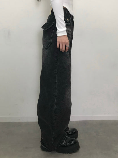ウォッシングポケットワイドデニムパンツ