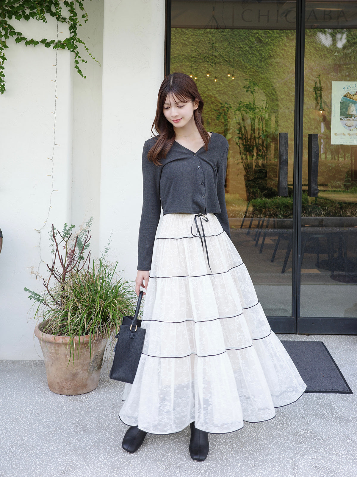 フラワーレースロングスカート