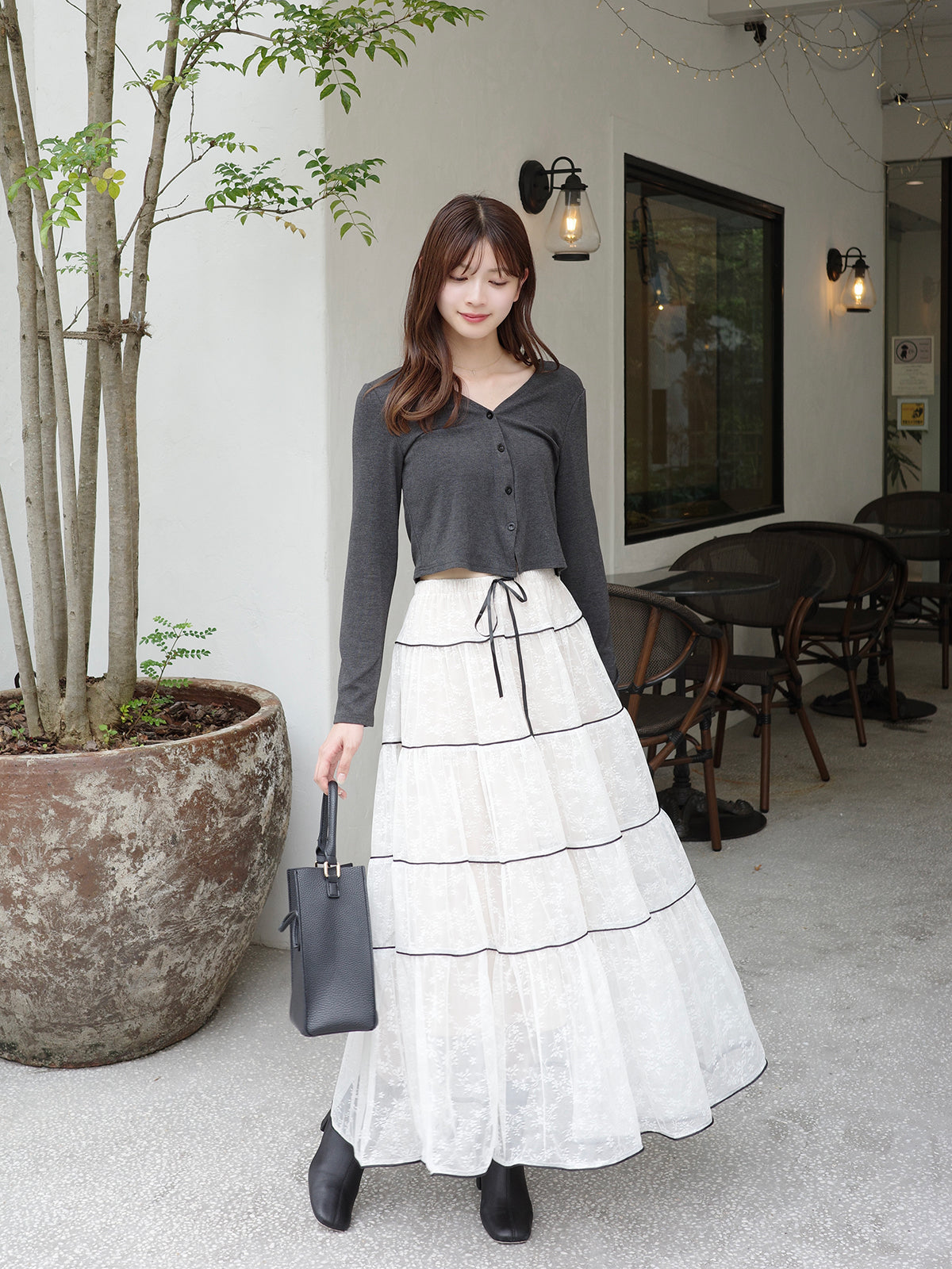 フラワーレースロングスカート