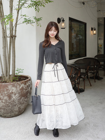 フラワーレースロングスカート