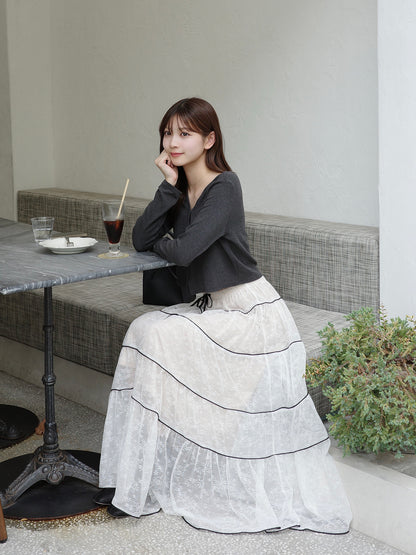 フラワーレースロングスカート