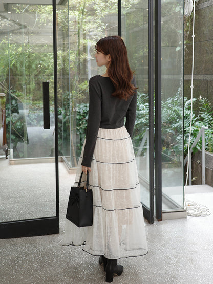 フラワーレースロングスカート