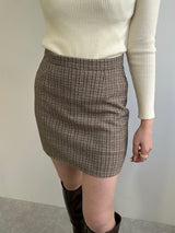 Retro Check Mini Skirt - Brown