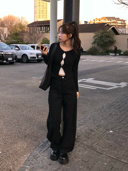 カットアウトレイヤードドットカットソー