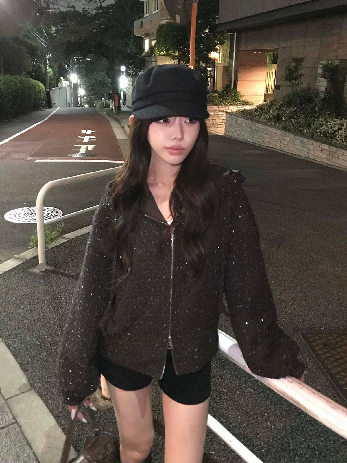 グリッターツイードダブルジップブルゾン