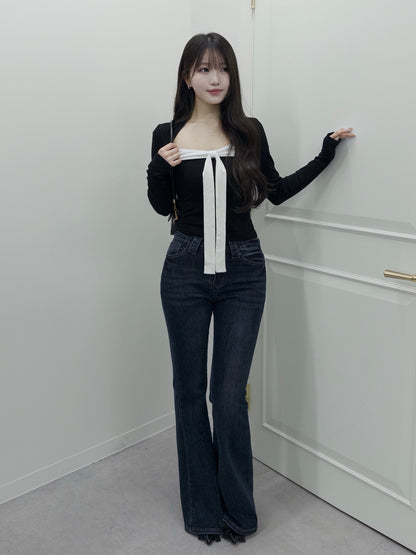 バイカラーリボンカットソー