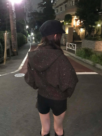 グリッターツイードダブルジップブルゾン