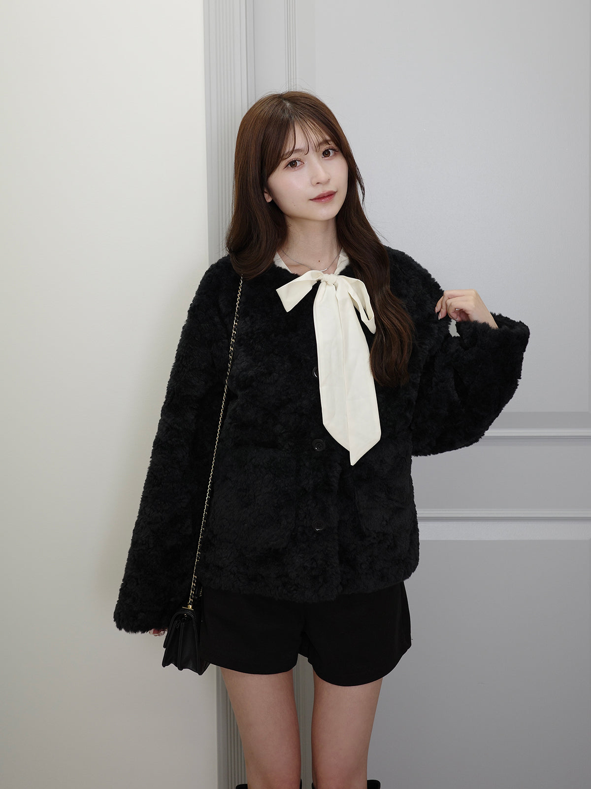 新品 Belle Visono サガミンク ネイビー ファーコート ボタン付き ルイルエブティック RUIRUE BOUTIQUE フォックスファー付き