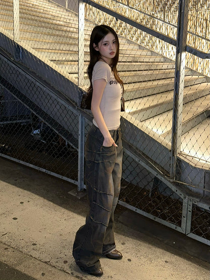 ダーティーウォッシュタックデニムパンツ