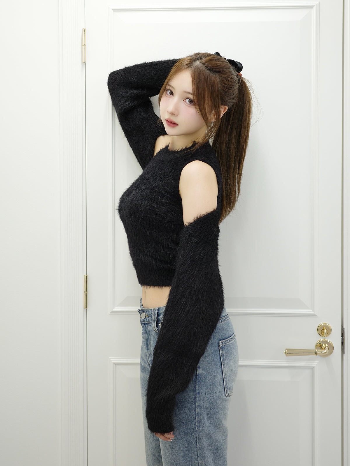 シャギーニットボレロセット