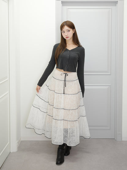 フラワーレースロングスカート