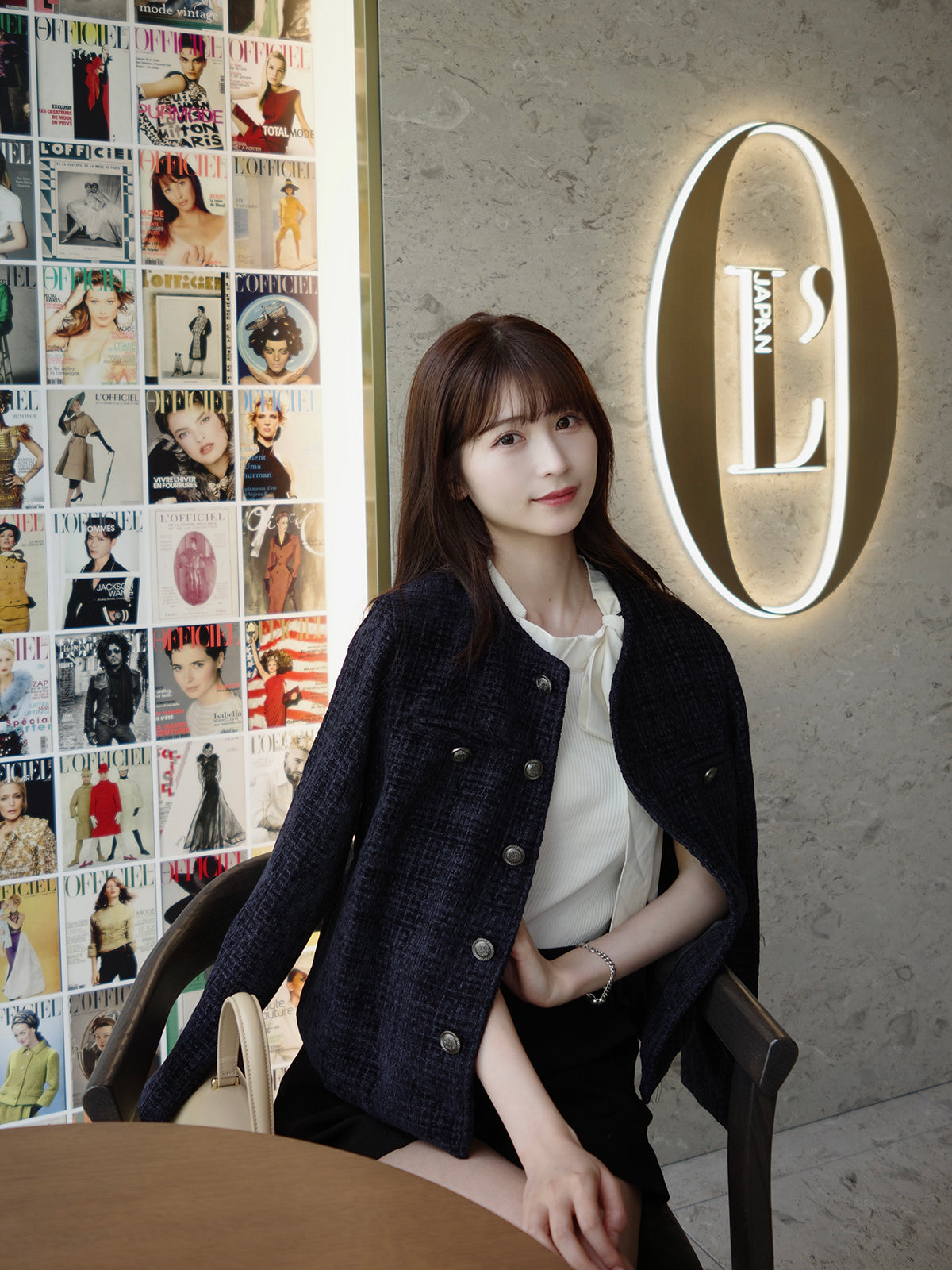 ノーカラーツイードジャケット