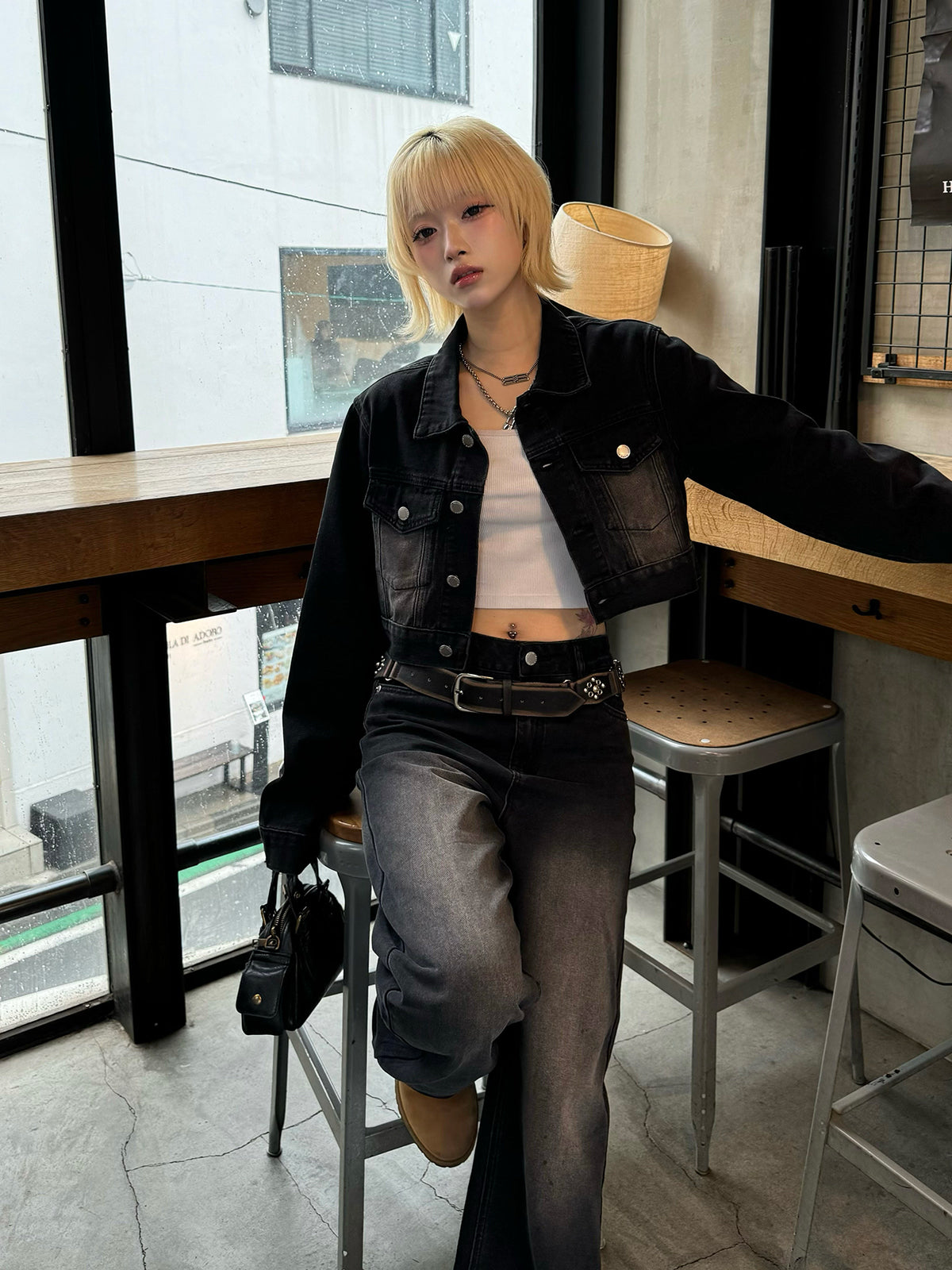 Cropped jacket denim set