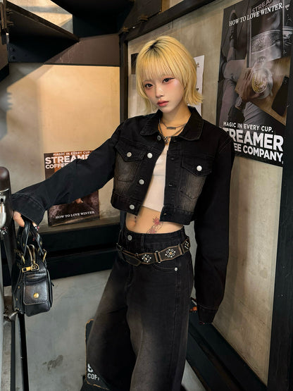 Cropped jacket denim set