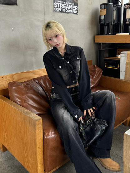 Cropped jacket denim set