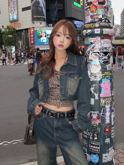 クロップドジャケットデニムセットアップ