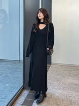 Layered knit dress - black