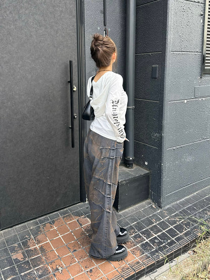 ダーティーウォッシュタックデニムパンツ