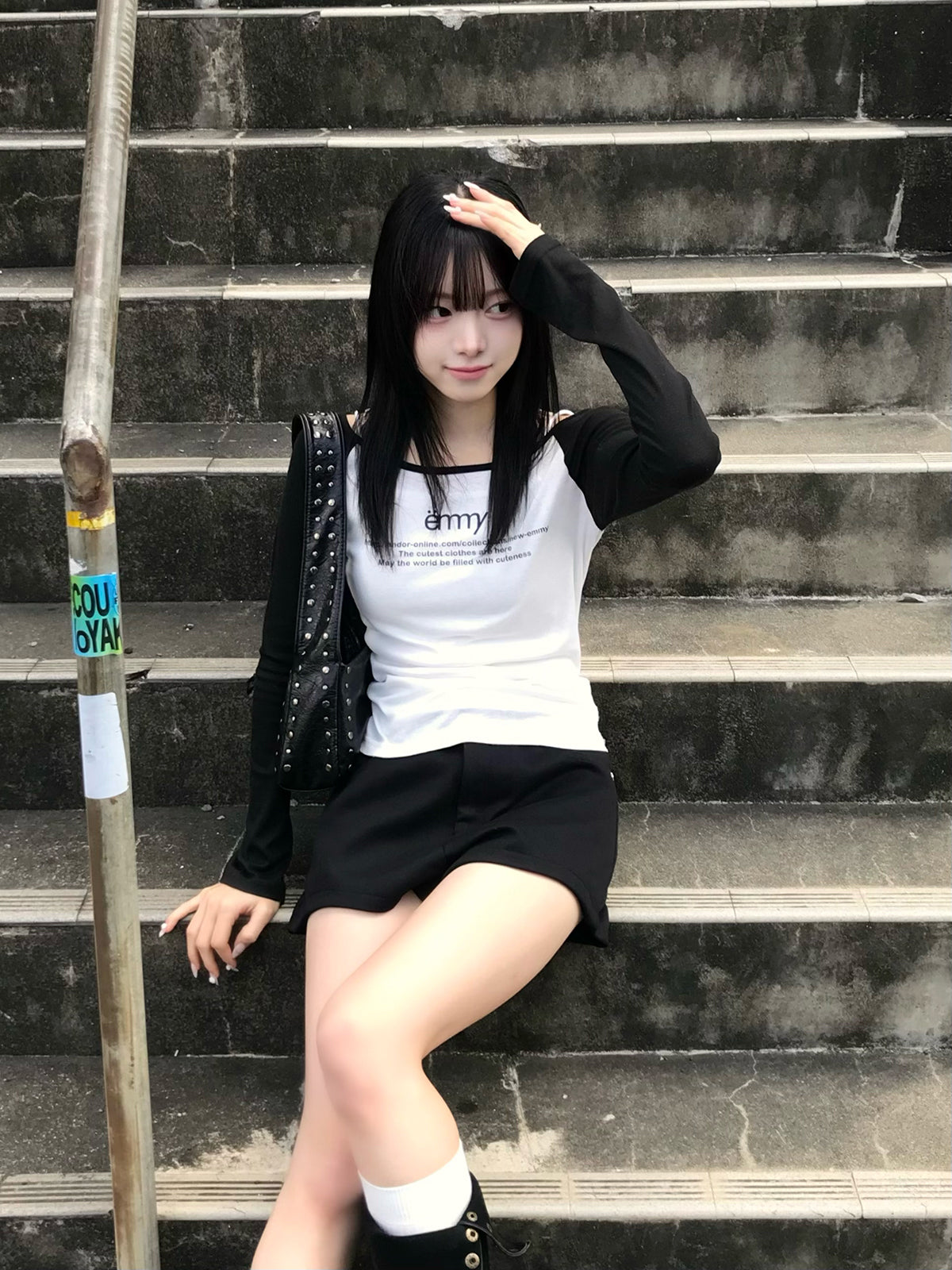 高腰双排扣短裤