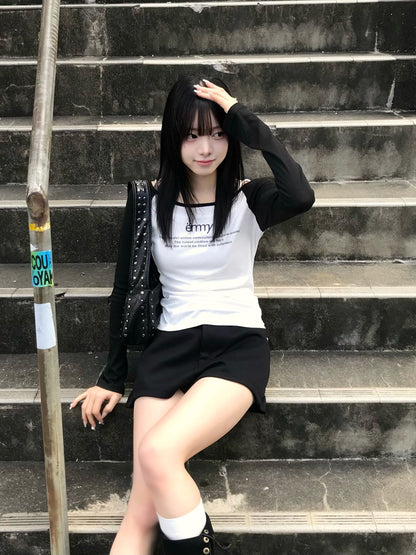 高腰双排扣短裤