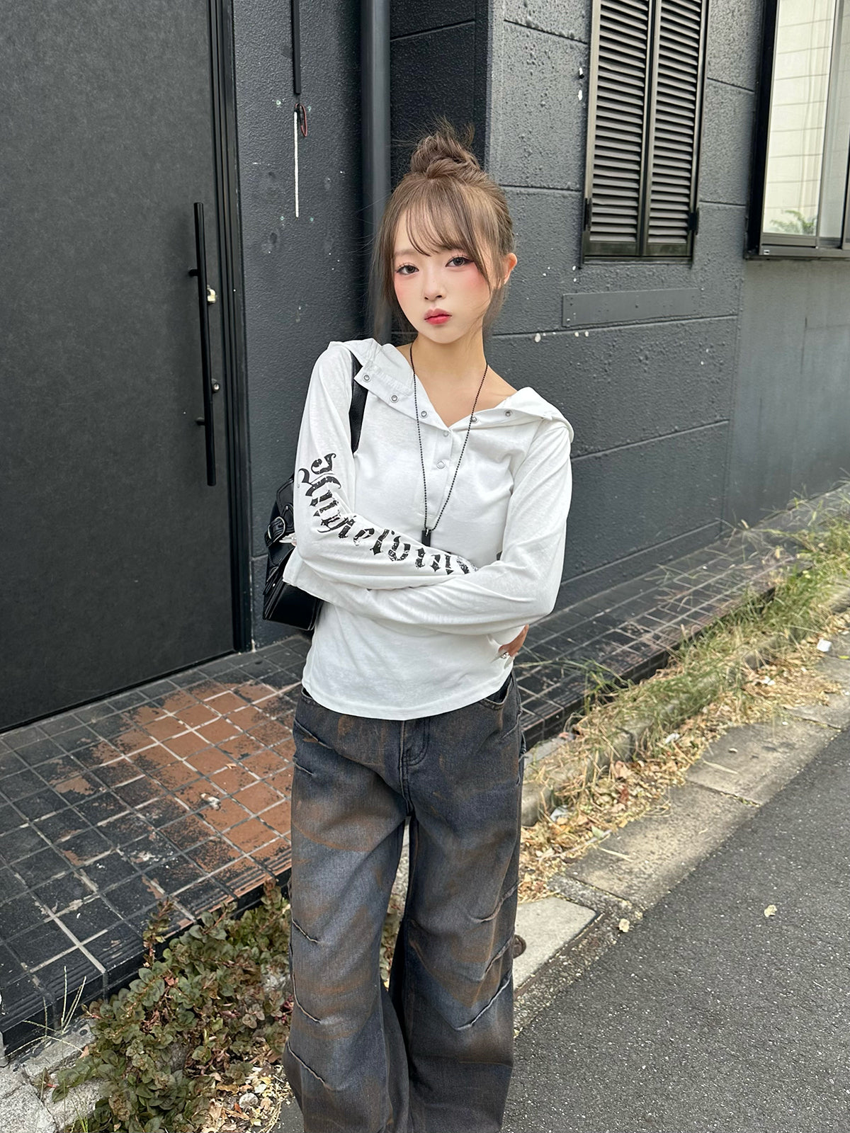 グラフィックフーディーカットソー