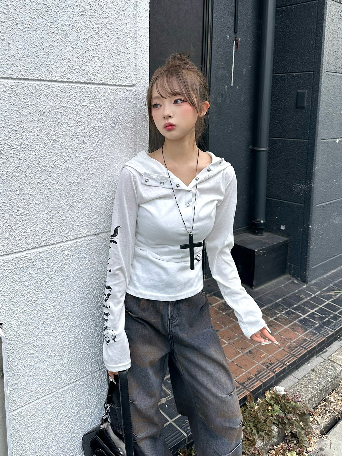 グラフィックフーディーカットソー