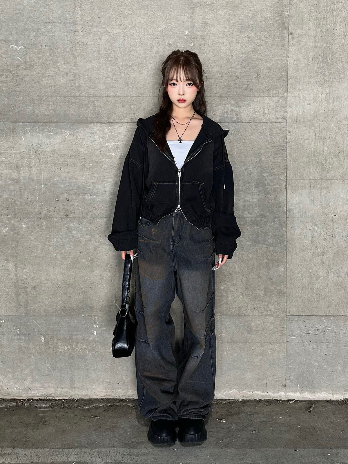 ダーティーウォッシュタックデニムパンツ