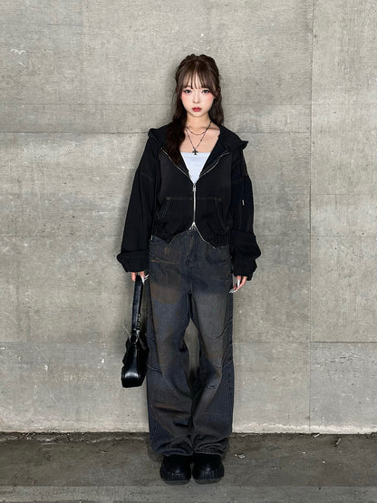 ダーティーウォッシュタックデニムパンツ