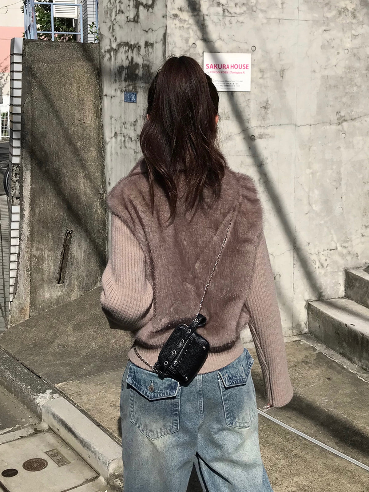 リブニットドッキングファーライクブルゾン