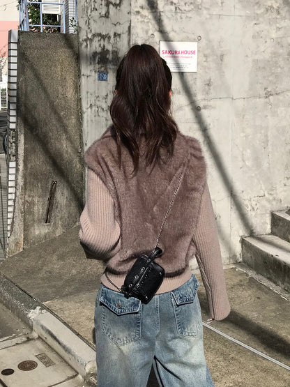 リブニットドッキングファーライクブルゾン