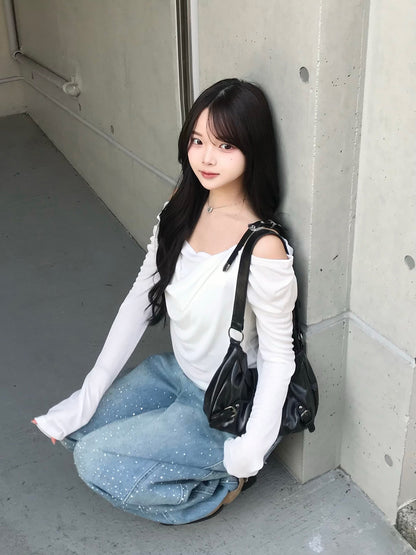 ベルトショルダーシアーカットソー