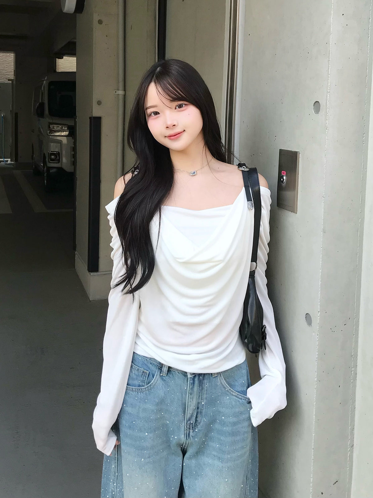 ベルトショルダーシアーカットソー