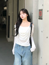 ベルトショルダーシアーカットソー - ホワイト