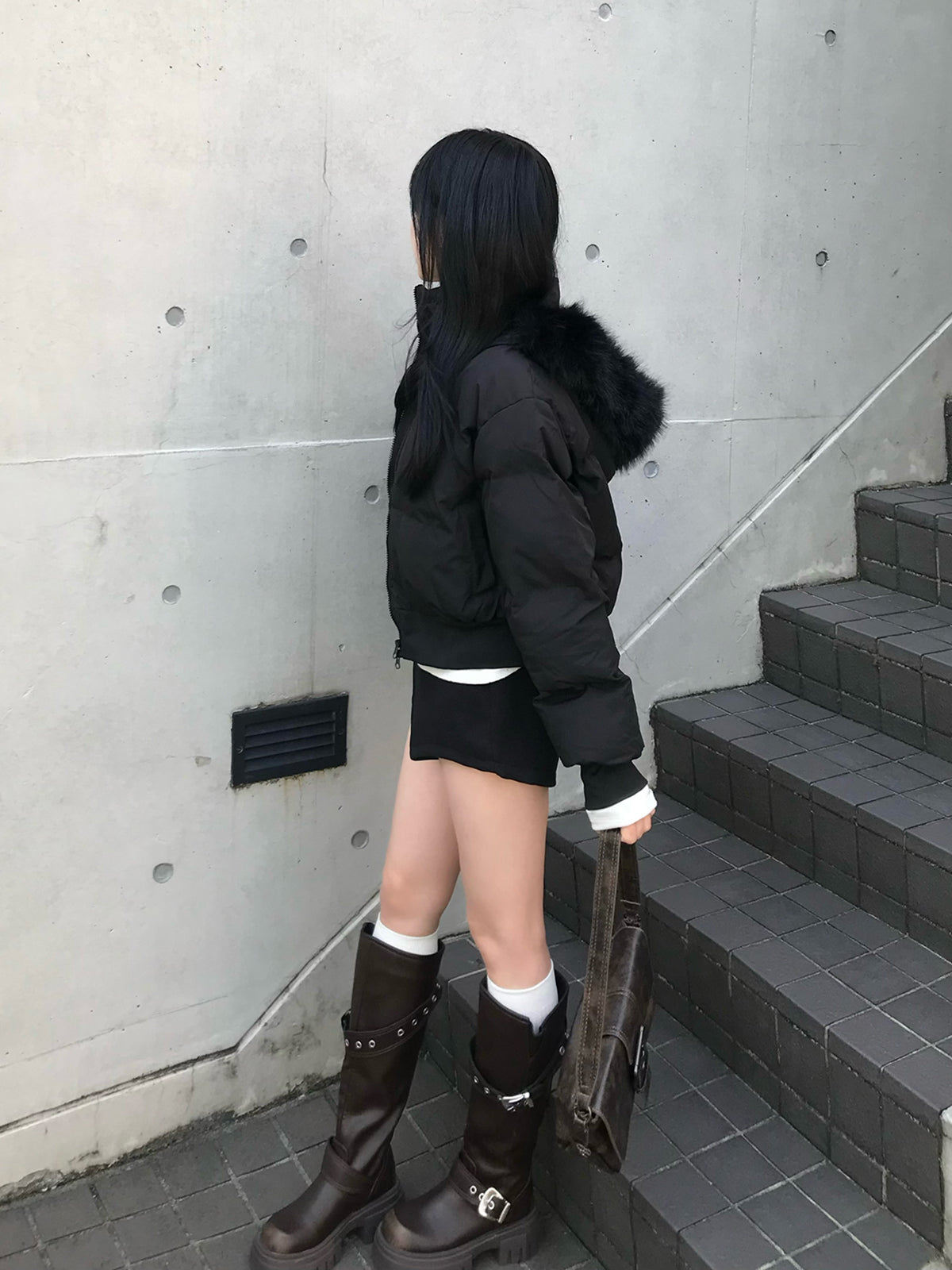 高腰双排扣短裤