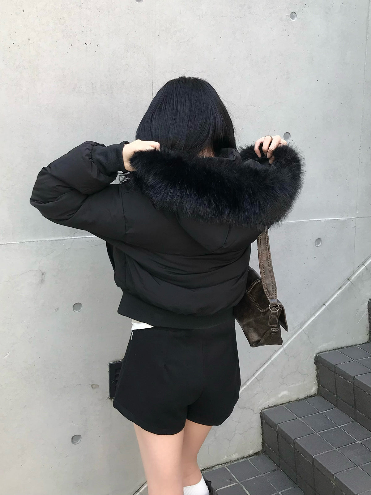 高腰双排扣短裤