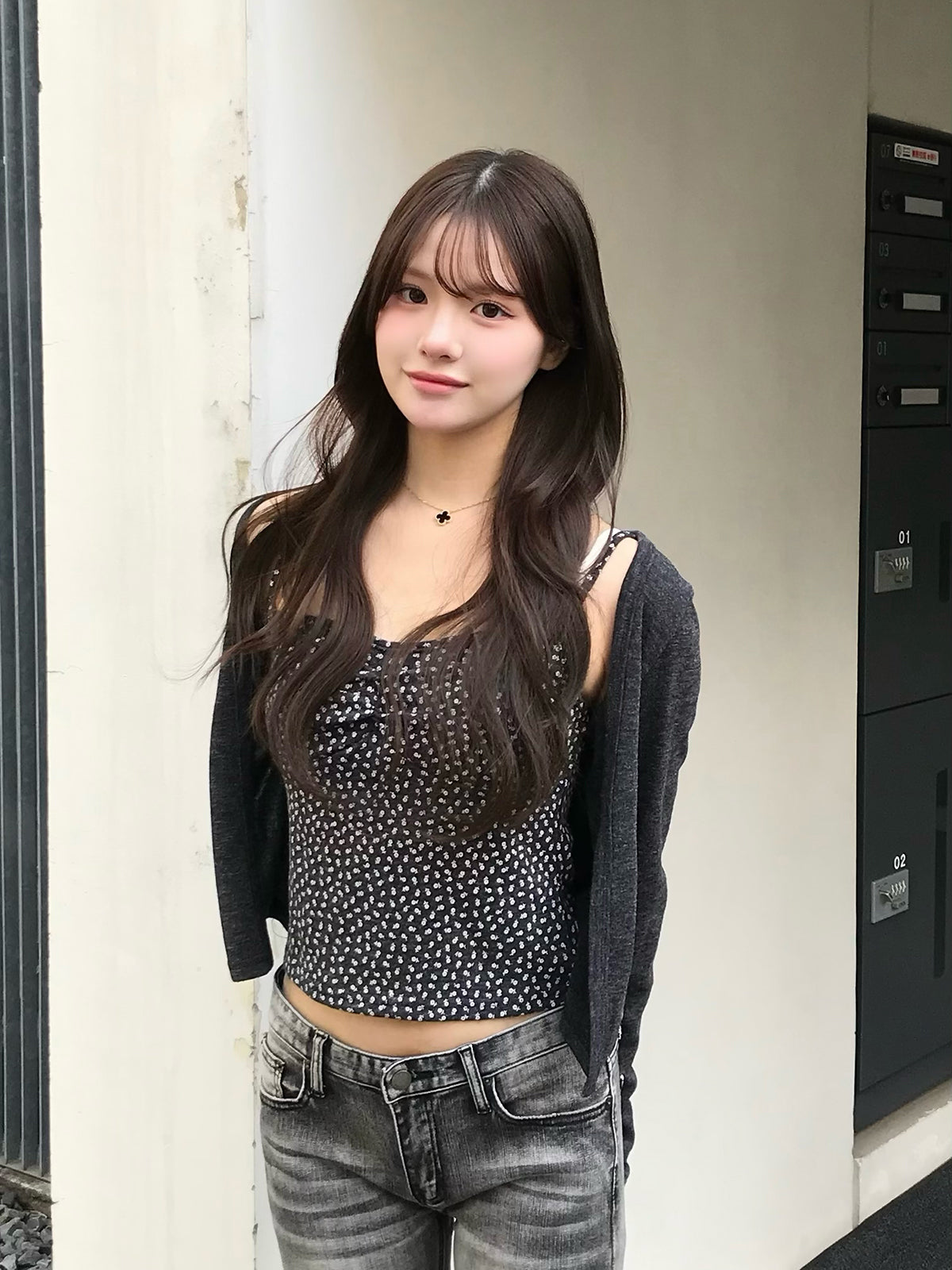 フラワーパターンキャミカーディガンセット