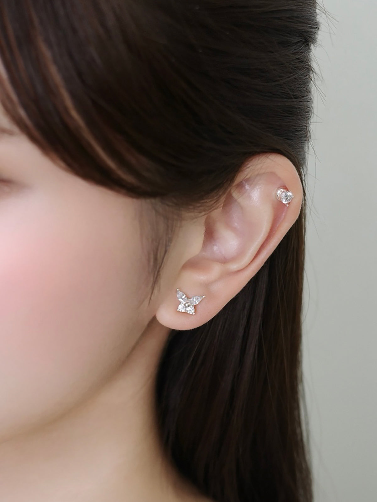 3pieceバタフライクロスマグネットピアス