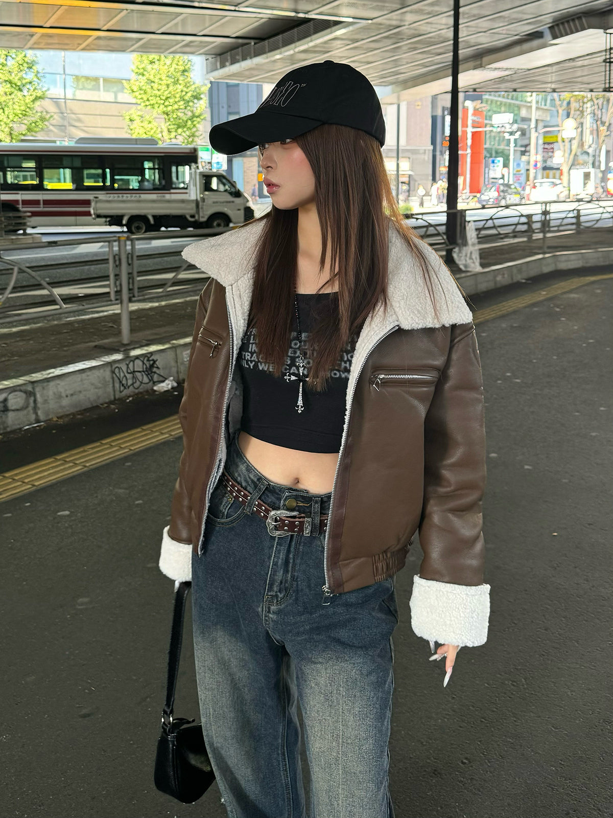 レザータッチボアジャケット