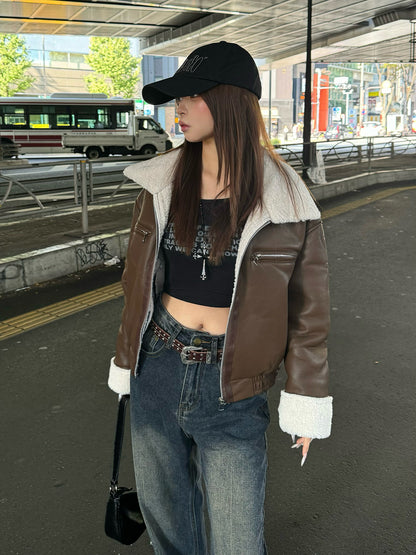 レザータッチボアジャケット