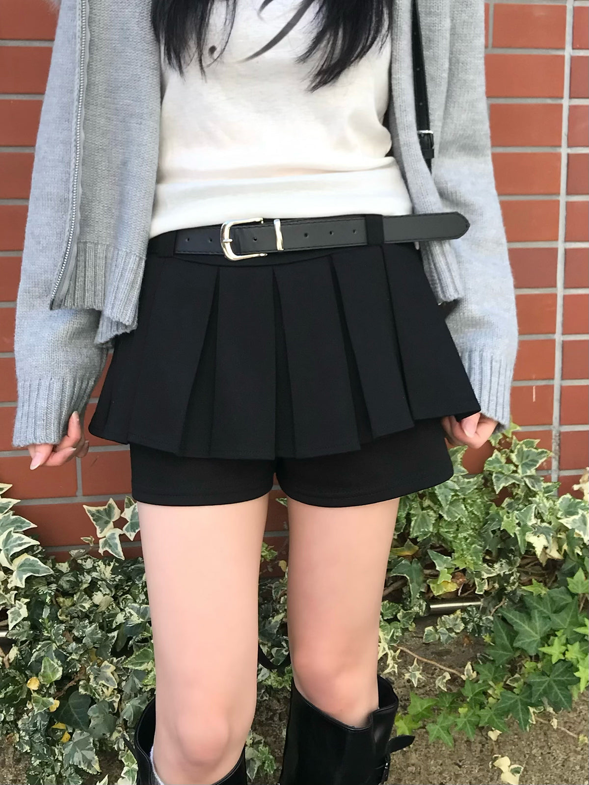 プリーツベルトミニスカパン